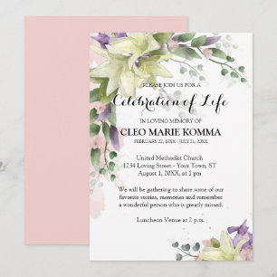 Convite de Condolências com Lírios Brancos em Aqua