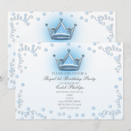 Convite de Confete de Festa Coroa Azul e Prata