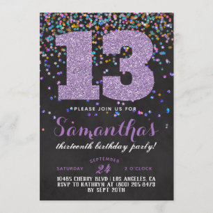 Convite de Confetti de Aniversário de 13