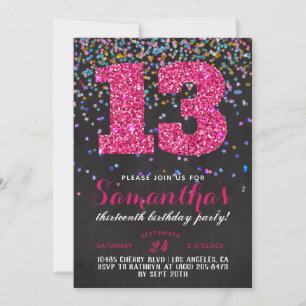 Convite de Confetti de Aniversário de 13
