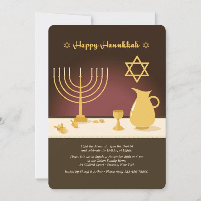 Convite de Configuração de Hanukkah (Frente)