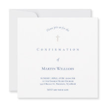 Convite de confirmação branco e azul