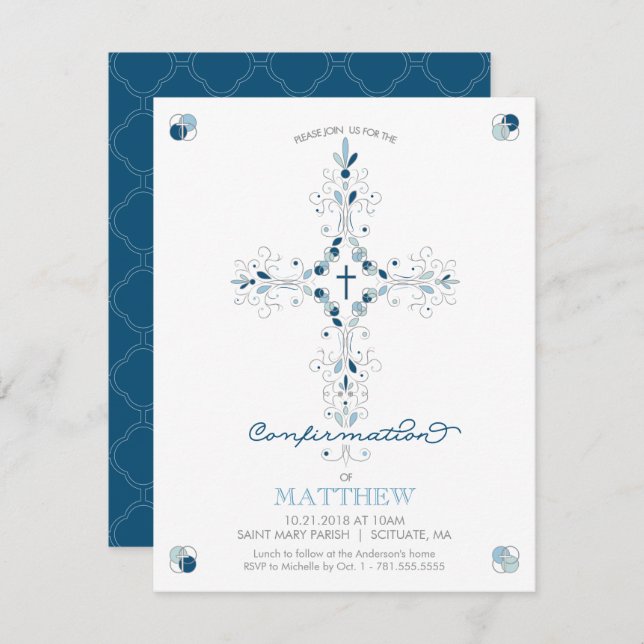 Convite de Confirmação - Convite para Cerimônia Ca (Frente/Verso)