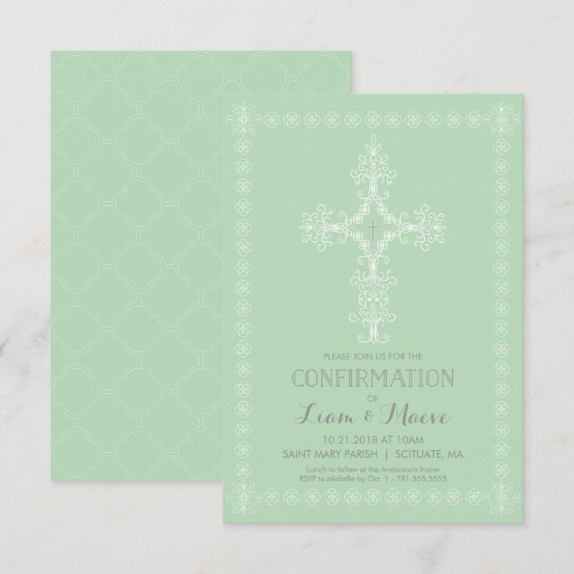 Convite de Confirmação, Convite para Menino ou Men (Frente/Verso)