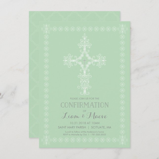 Convite de Confirmação, Convite para Menino ou Rap (Frente/Verso)