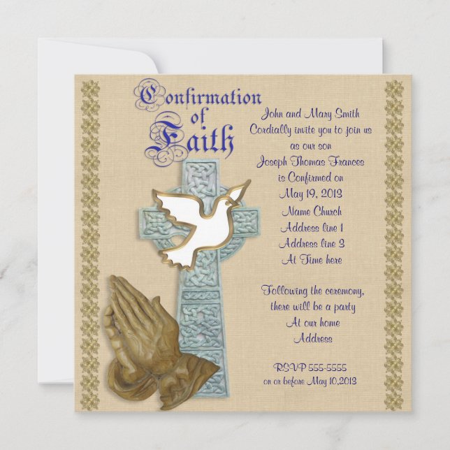 Convite de confirmação cruz celta (Frente)