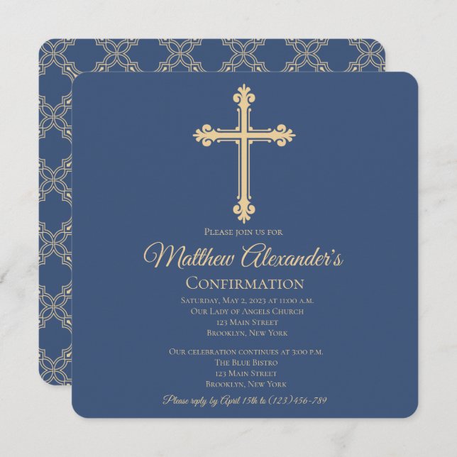 Convite de Confirmação Cruzada Elegante (Frente/Verso)