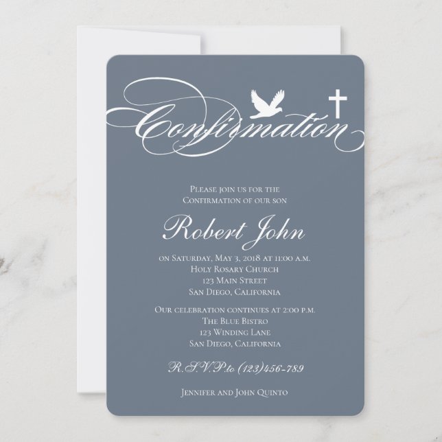 Convite de Confirmação Cruzada Elegante Moderno (Frente)