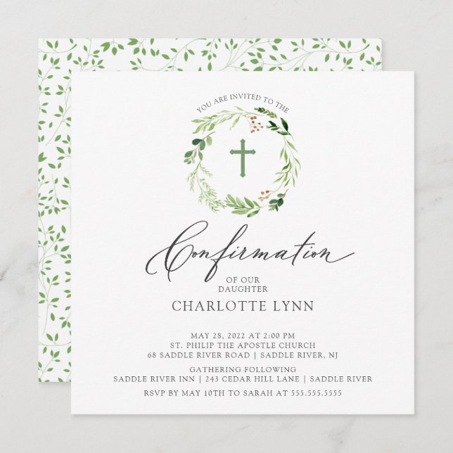 Convite de Confirmação de Folha Botânica (Frente/Verso)