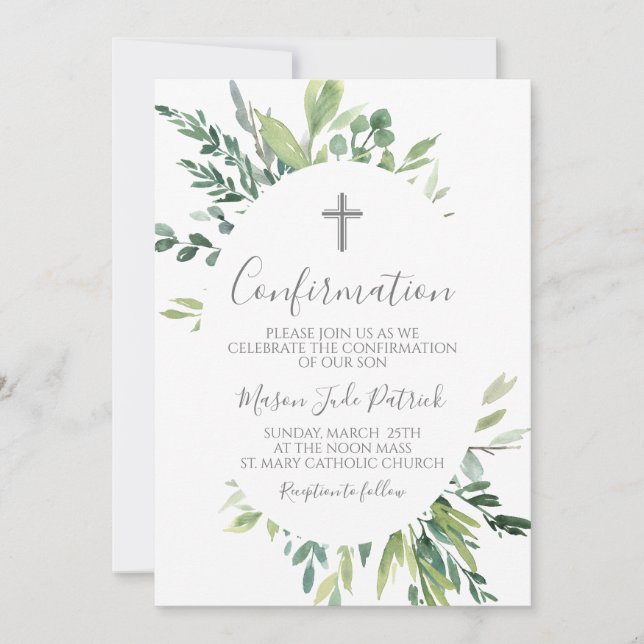 Convite de Confirmação de Moldura Verde (Frente)