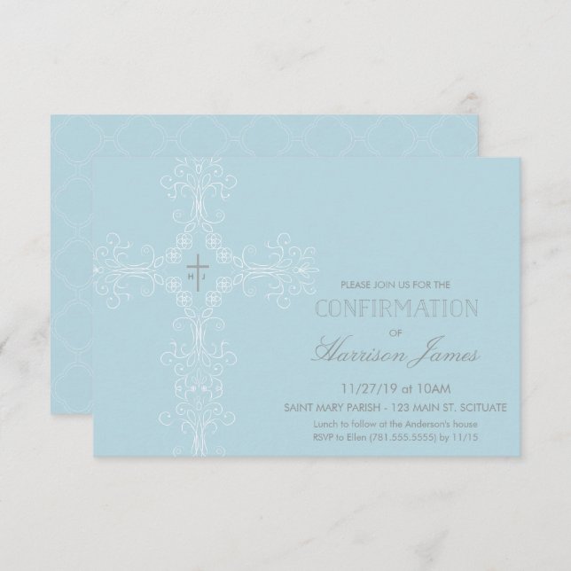 Convite de Confirmação do Menino com Cruz, Iniciai (Frente/Verso)