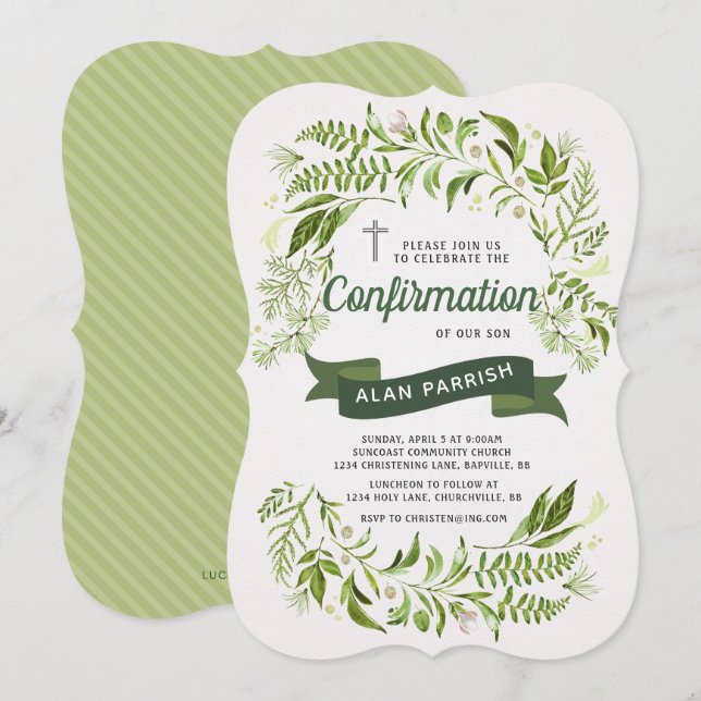 Convite de confirmação Greenery (Frente/Verso)