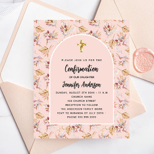 Convite de confirmação para rosa floral de pampas