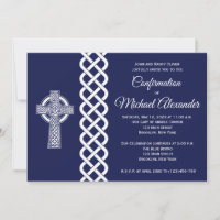 Convite de confirmação por cruz celta para rapazes