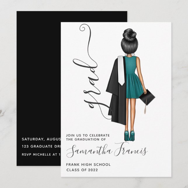 Convite de convite à Festa de formatura de Meninas (Frente/Verso)