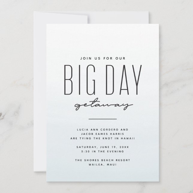 Convite de cor azul de casamento de destino (Frente)