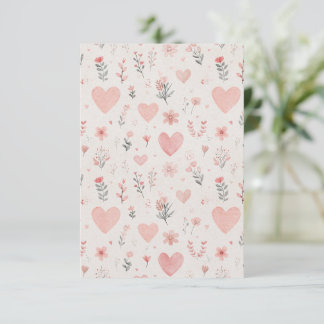 Convite de Coração Floral Suave em Tons de Rosa Ne