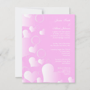 Convite de corações cor-de-rosa de casamento