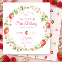 Convite de Coroa de Aniversário de Um Ano Berry