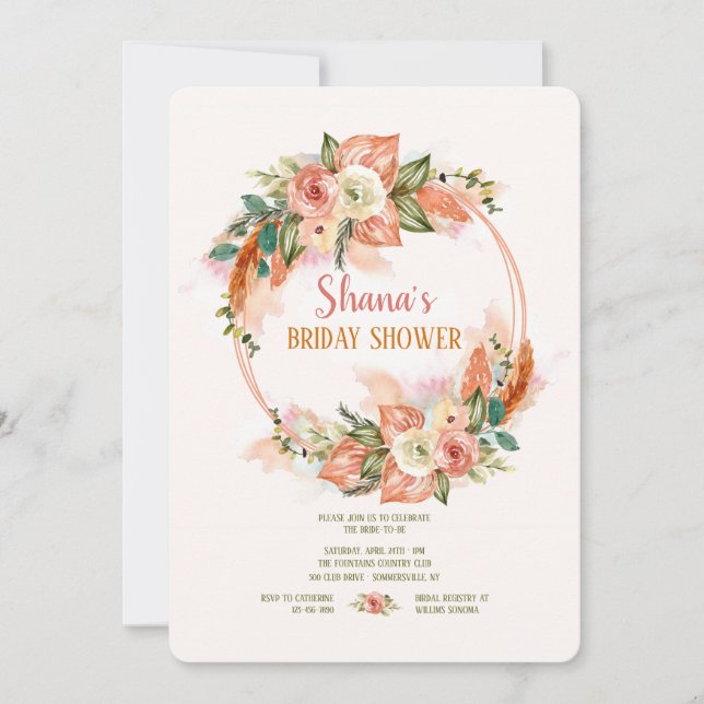 Convite de Coroa de Aquarela Pintada (Frente)