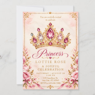 Convite de Coroa de Princesa Rosa Dourado para Fes