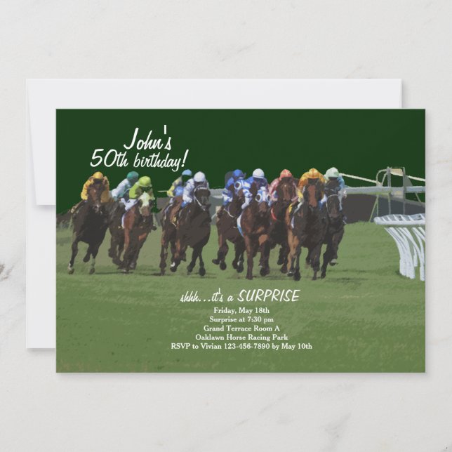 Convite de Corrida de Cavalos Derby Inspiration (Frente)