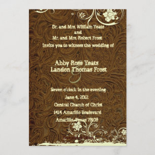 Convite de couro escuro do casamento do laço de