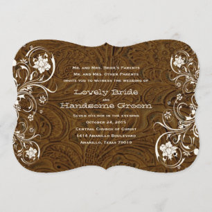 Convite de couro rústico extravagante do casamento