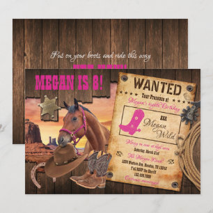 Convite de Cowgirl do Oeste Selvagem
