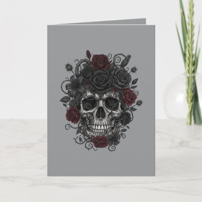 Convite de Crânio Gótico – Dia dos Mortos (Frente)