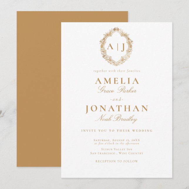 Convite de Crest Casamentos Vitorianos (Frente/Verso)