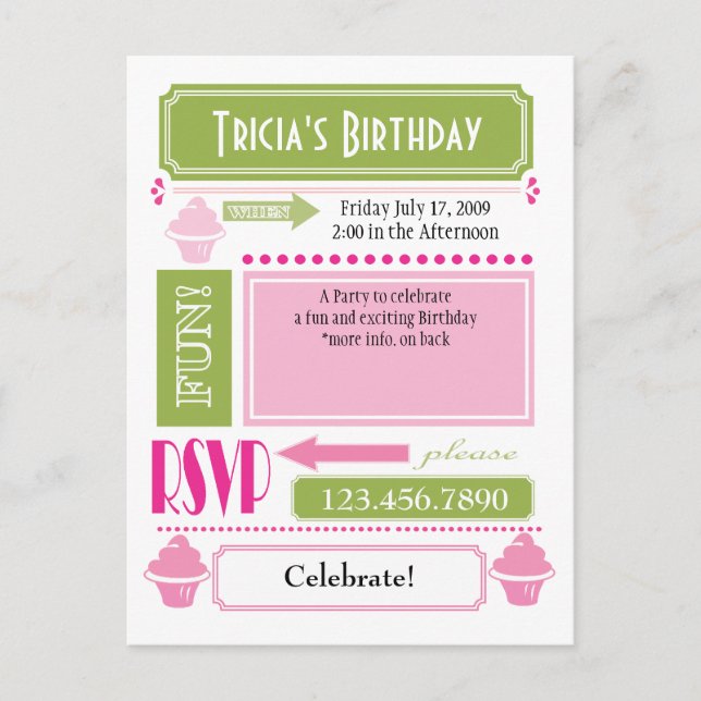 Convite de Cupcake (Frente)