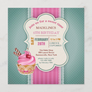 Convite de Cupcake Rosa