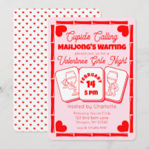Convite de Cupido para Festa de Mahjong no Dia dos
