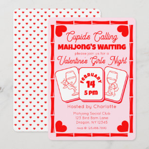 Convite de Cupido para Festa de Mahjong no Dia dos