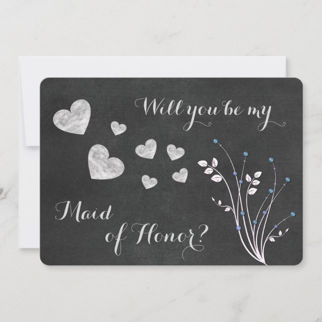 Convite de Dama de Honra Floral com Miçangas e Qua (Frente)