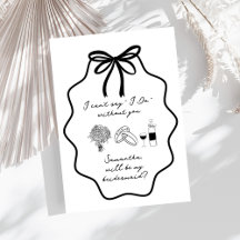 Convite de Damas de Honra Floral com Laço Desenhad