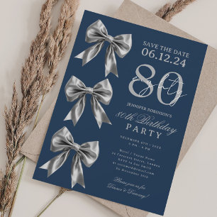 Convite de data de 80º aniversário laço Coquette p