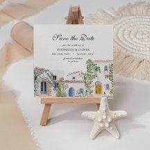 Convite de Data de Casamento Aquarela Pastel Medit