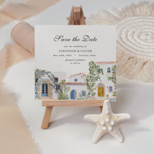 Convite de Data de Casamento Aquarela Pastel Medit