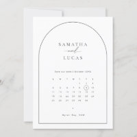 Convite de data de casamento com calendário de arc