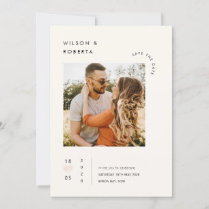 Convite de data de casamento com foto de coração m