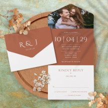 Convite de Data de Casamento com Foto e Monograma 