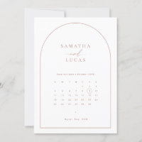 Convite de data de casamento em calendário de arco