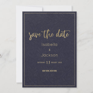 Convite de data de casamento em renda floral doura