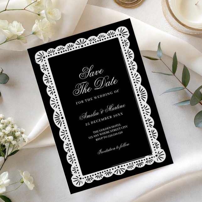 Convite de data de casamento em script Old Money p (Criador carregado)