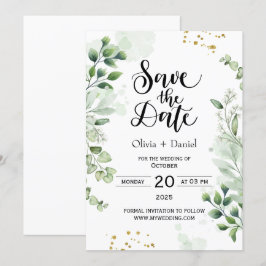 Convite de Data de Casamento Fuga Verde