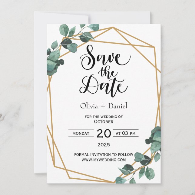 Convite de Data de Casamento Fuga Verde (Frente)