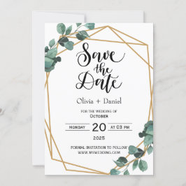Convite de Data de Casamento Fuga Verde