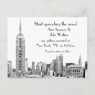 Convite de Data de NYC Skyline Etched 01B